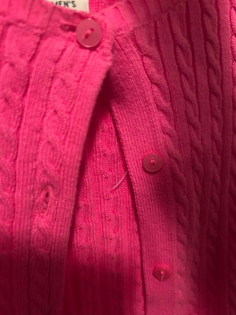 L.L.Bean Women's Cotton Cable Knit Button-Front Cardigan Sweater, Pink - Picture 3 of 5